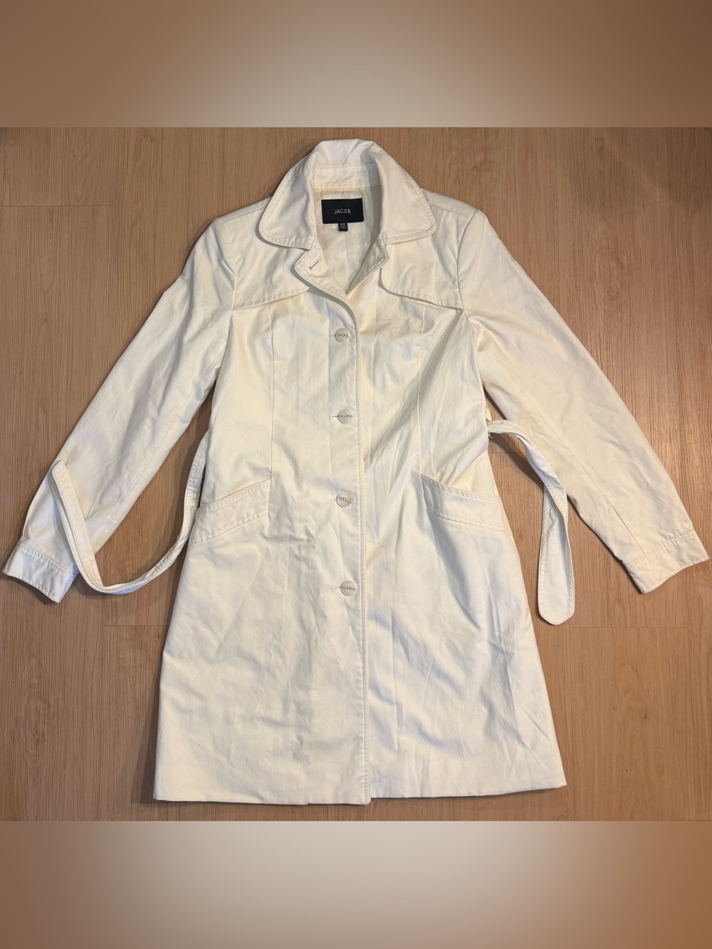 JACOB Cream Button-Front Trench Coat